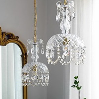 Lustre en cristal Vintage français Lampe suspendue en verre de luxe Moderne Médiéval Romantique Porche Chevet Allée de luxe Fenêtre flottante