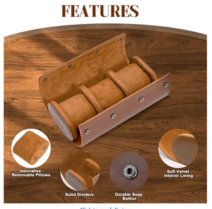 Watch Roll Case 3 Watch Storage and Organizer-Secure with <strong>Innovative</strong> Removable Pillows Solid Dividers Watch <strong>Jewelry</strong> Travel <strong>Box</strong> - Product Image 3
