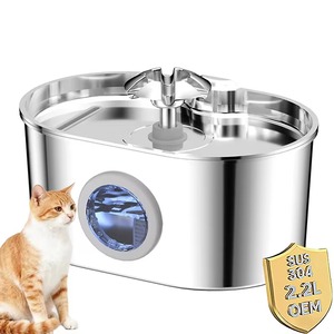 Bebedero para Gatos de Acero Inoxidable de 2.2L, Dispensador Automático de Agua para Mascotas, Dispensador de Agua para Perros con Filtro de Repuesto, CE FCC RoHS - Product Image 1