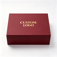 Boîtes cadeaux rigides à fermeture magnétique rouge vin mat avec logo doré à l'intérieur, impression personnalisée pour bijoux de luxe, cadeaux de mariage, emballage en gros