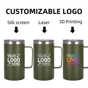 Custom logo 24oz Vacuum 304 Stainless Steel Insulated Camping Tumbler Cup Large Capacity Portable Travel <b>Coffee</b> Mug with Handle - Product Image 6