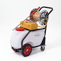 Outils et équipements agricoles, pulvérisateur à batterie 50L sur chariot, avec double pompe pour l'arrosage des arbres et des produits agricoles