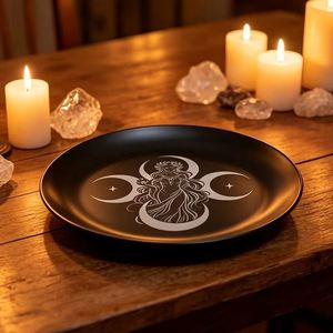 Bandeja Decorativa Triple Diosa de Acero Inoxidable Negro, Tablero de Altar de Bruja, Lecturas de Adivinación, Exhibición de Cristales, Promocional Wiccano - Product Image 2