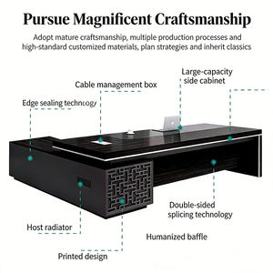 <span class=keywords><strong>Bureau</strong></span> de direction moderne en bois de luxe contemporain, design minimaliste et élégant, noir brillant, pour <span class=keywords><strong>bureau</strong></span>, immeuble de bureaux - Product Image 4