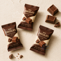 Sachet d'emballage plastique personnalisé imprimé pour chocolats, barres chocolatées, biscuits, snacks et bonbons, avec fermeture centrale scellée