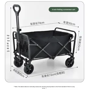 Chariot de camping pliable à 4 roues, chariot de pique-nique portable, chariot de camping à pousser à la main, chariot de grande capacité - Product Image 6