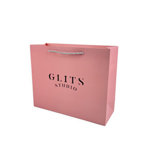 Wholesale Custom Logo Pink <b>Paper</b> Bags Black Hot Stamping Print Luxury Gift <b>Paper</b> Shopping Pouches For Fashion Store Boutique - Product Image 6