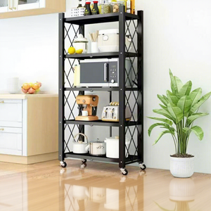 Étagère de rangement pliable et mobile à plusieurs niveaux, sur pieds, <span class=keywords><strong>pour</strong></span> ustensiles de <span class=keywords><strong>cuisine</strong></span> et articles divers - Product Image 4