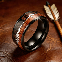 Bague d'éternité unisexe JLM professionnelle en acier inoxydable grain de bois argenté, bijou de mode pour mariage, cadeau