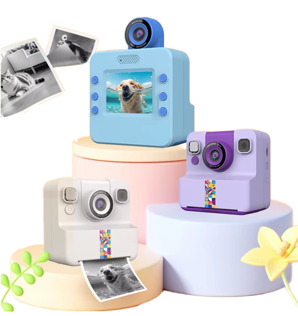 180Flip Kids Camera Instant Print Christmas Birthday Gifts Girl Boys 3-12 Years Old FHD Selfie CMOS Filter 140 Wide Angle