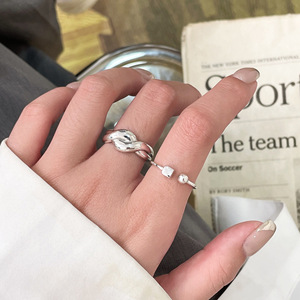Anillo Cuadrado Redondo de Plata de Ley S925 para Mujer, Anillo Abierto Geométrico Minimalista, Joyería de Moda para Uso Diario - Product Image 3