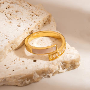 Geometric Open <b>Ring</b> Women's Fashion Jewelry U Shape Gold Tone Irregular Design Gift Accessory - Product Image 2