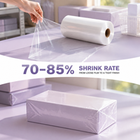 Film rétractable POF personnalisé OEM, perforé, imprimé, haute transparence, souple, écologique, pour coffrets cadeaux de soins de la peau, vente en gros