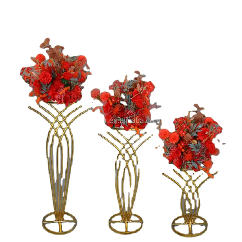 YJ Wedding props high quality electroplated gold 60 cm iron fish artificial flower rack road guide