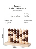 Jeu de société de combat Connect Four en bois de haute qualité, emballage en boîte colorée, jeu de table éducatif de combat