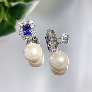 Fashionable Women's 925 <strong>Silver</strong> 12mm Pearl <strong>Dangle</strong> <strong>Earrings</strong> Versatile and Stylish - Product Image 1