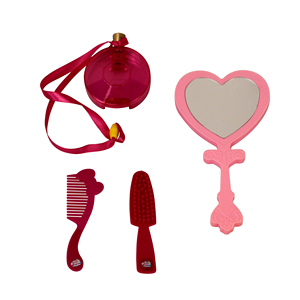 Girl Dress up Plastic Toy Heart Shape Mirror Perfume Bottle Comb Kids Promotional Item Custom Logo Marketing Children's Product