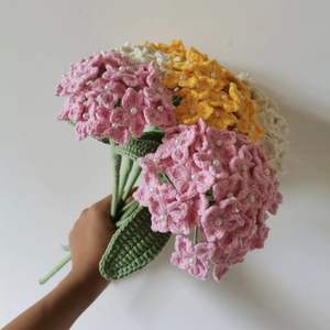 Flor de Crochet Hecha a Mano, Tejida, Artificial, de Hortensia <span class=keywords><strong>Macrophylla</strong></span> Individual, Decoración para el Hogar, para el Día de San Valentín - Product Image 2