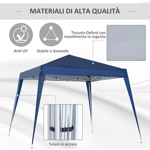 Outsunny 2,4x2,4 m Gazebo de jardín plegable con marco de acero y cuerdas a prueba de viento, azul - Product Image 4