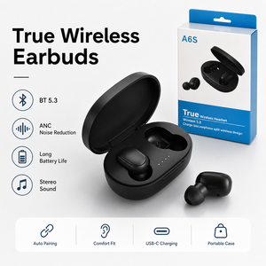 Audífonos Inalámbricos A6S TWS 5.3, Audífonos Deportivos con Cancelación de Ruido ANC, Audífonos Intrauditivos Estéreo, Batería de Larga Duración - Product Image 2
