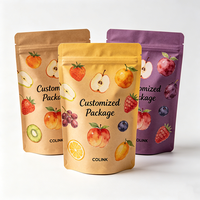 Sachets personnalisés en papier kraft refermables avec fermeture éclair, estampage à chaud doré, revêtement UV et impression numérique pour fruits secs et noix