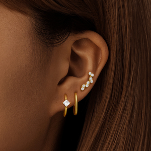 CANNER Vente en gros – Nouveauté : Ensemble de 3 boucles d'oreilles simples en argent sterling 925 avec zircon cubique 5A, comprenant des créoles et des puces, pour femme - Product Image 5
