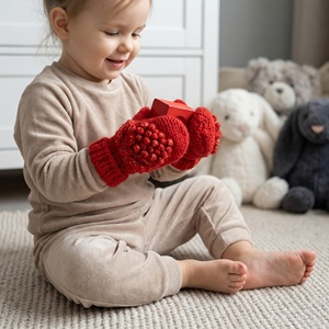 Gants en tricot douillets pour enfants pour l'hiver |   Mitaines pour tout-petits faites à la main de 0 à 6 ans |   Accessoires thermiques chauds pour l'automne et l'hiver - Product Image 4