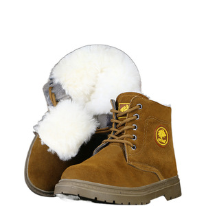 Botas de Nieve para Hombre, Forradas de Lana, con Tacón Medio, Color Sólido, Cordones Delanteros, para Uso en Exteriores - Product Image 1