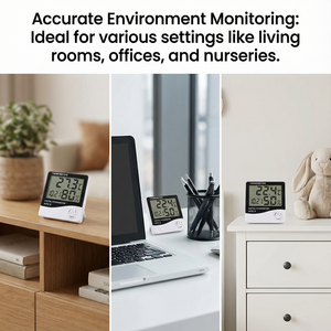 CE認証取得済みデジタルHTC-2デュアル温度湿度計、LCDディスプレイ搭載、防水仕様、家庭用屋内/屋外使用、外部センサー付き - Product Image 3
