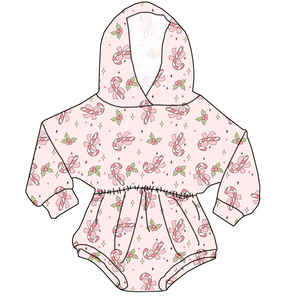 <span class=keywords><strong>Tuta</strong></span> all'ingrosso a maniche lunghe da ragazza con motivo natalizio con cappuccio e Design a pieghe in vita-abbigliamento per ragazza in stile carino - Product Image 6