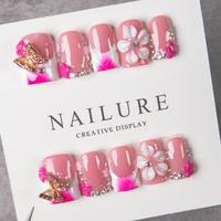 Ongles press-on faits main de haute qualité pour femmes, lot de 10 pièces avec design unique, beauté des ongles