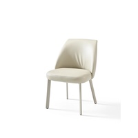 Chaise de salle à manger en cuir PU grain de bois avec cadre en métal pour maison élégante, villa, restaurant, salle d'exposition