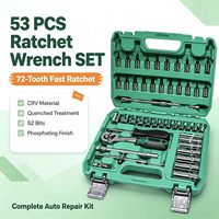 Juego de Llaves de Trinquete de 72 Dientes y 53 Piezas, con Puntas S2 y Soportes CR-V, Kit de Herramientas Manuales para Reparación de Automóviles