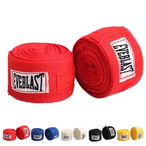 Logotipo personalizado MMA entrenamiento mano envuelve Algodón elástico vendaje de boxeo para Kickboxing Atlético deporte dedo cinta