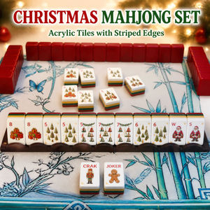 Jeu de Mahjong de Noël en Acrylique 160 Pièces – Pendentifs Père Noël, Clochettes, Sapins, Cadeaux – Tuiles Style Américain – Jeu de Fêtes - Product Image 3