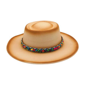 Sombrero Fedora clásico, gorra <span class=keywords><strong>de</strong></span> ala ancha <span class=keywords><strong>de</strong></span> <span class=keywords><strong>lana</strong></span> Vintage, cinturón <span class=keywords><strong>de</strong></span> piedra <span class=keywords><strong>turquesa</strong></span> personalizado, cuentas coloridas, cuerda trenzada, sombrero <span class=keywords><strong>de</strong></span> pastel <span class=keywords><strong>de</strong></span> cerdo para Otoño e Invierno - Product Image 2