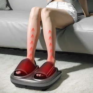 Chaussures de massage des pieds électriques Machine de massage des pieds Shiatsu avec rouleau chauffant apaisant Compression d'air pétrissage profond