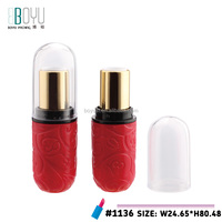 Fleur design avec bouchon transparent rouge à lèvres tube