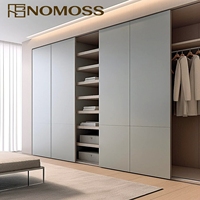 Armoire de chambre à coucher en bois de grande capacité, assemblée, design moderne, résistante à l'humidité, minimaliste
