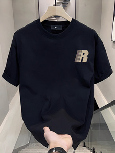 T-shirt Homme Tendance Été 2025 Style Américain Manches Courtes 100% Coton Coupe Ample Polyvalente Nouvelle Marque Niche Uni 230 Grammes - Product Image 6