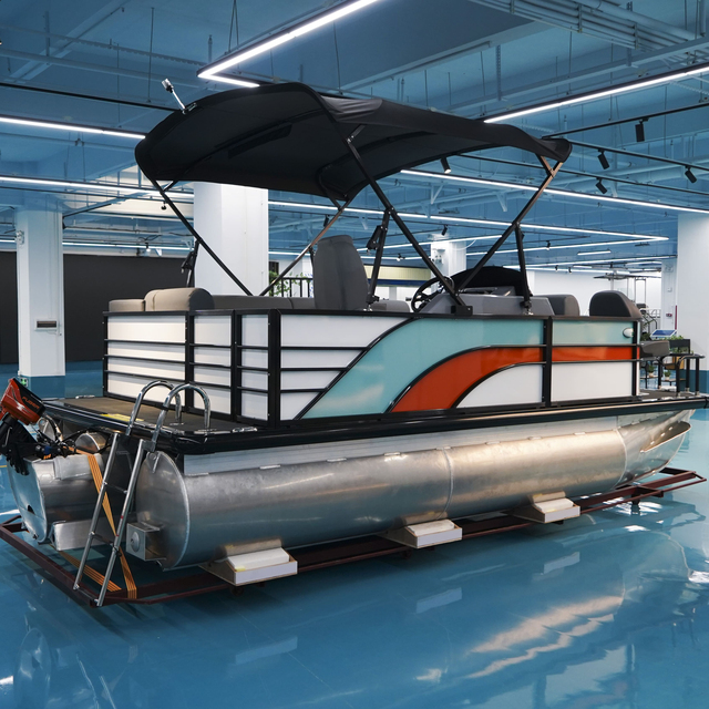 Foldable Mini Pontoon Boat with Motor and Rowing Option