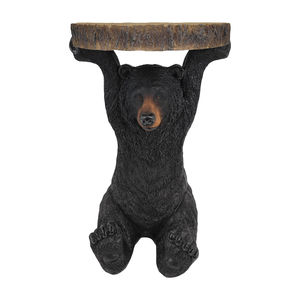 Mesa auxiliar de oso negro americano, taburete de mesa de pedestal, estatua de oso de resina, escultura pintada a mano, decoración para sala de estar y oficina en casa - Product Image 1
