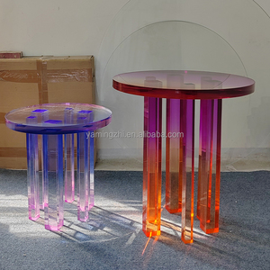 Salon personnalisé en usine <span class=keywords><strong>Table</strong></span> basse en acrylique de couleur dégradée Villa au design moderne Petite <span class=keywords><strong>table</strong></span> ronde en acrylique - Product Image 1