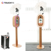 Kiosque photo vintage DSLR iPad avec télécommande, éclairage LED et équipement de transport pour la location d'événements