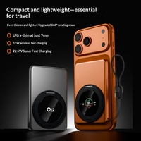 Batterie externe magnétique sans fil 10000 mAh avec support rotatif en alliage d'aluminium, écran intelligent IA, charge rapide 22,5 W, chargeur portable