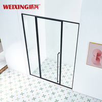 Weixing Charnière de cabine de douche en verre trempé avec cadre en acier inoxydable 304 noir mat personnalisé moderne pour hôtel