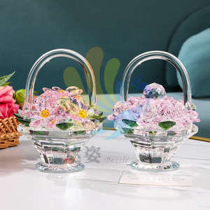 Cesta de flores de cristal Caja de flores de alto nivel de apariencia Ramo de flores Regalo de cumpleaños Artesanía de cristal de <span class=keywords><strong>Navidad</strong></span> - Product Image 3