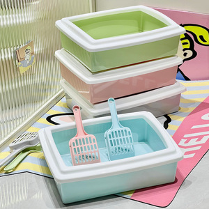 Bac à litière semi-fermé de grande taille avec design anti-éclaboussures, empêche les chats d'être sortis du bac, comprend une pelle à litière. - Product Image 1