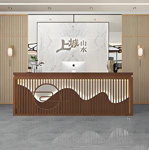 Custom White Glossy Reception Desk Gold Trim LED Light Beauty Salon Clinic Hotel Front Counter Spa Parlor - Product Image 2