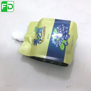 Laminated Plastic Custom Brick Type Blueberry Fruit Juice Hot Filling Spout Bag for Soy Milk Packaging